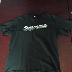 Supreme Black Tee with White Logo